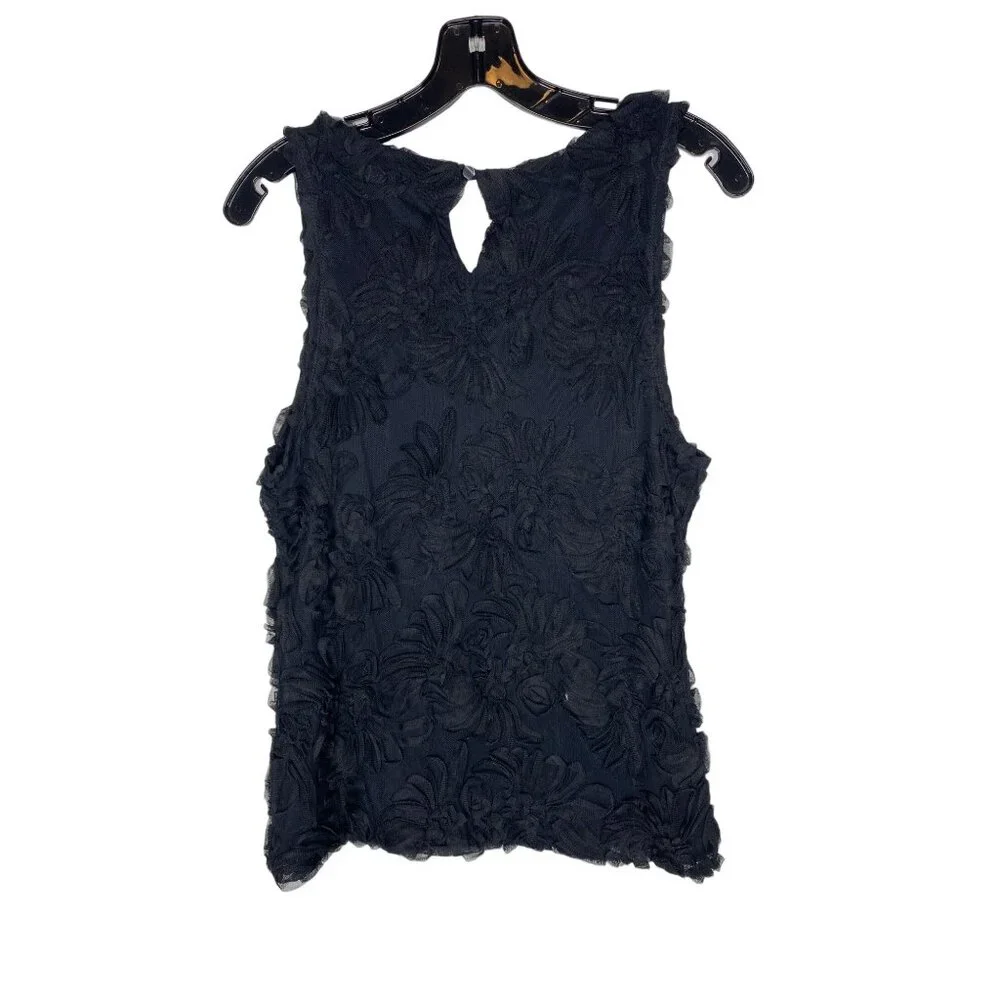 THE GAP WOMEN'S BLACK 3-D FLORAL SLEEVELESS TOP SZ M - Picture 2 of 3